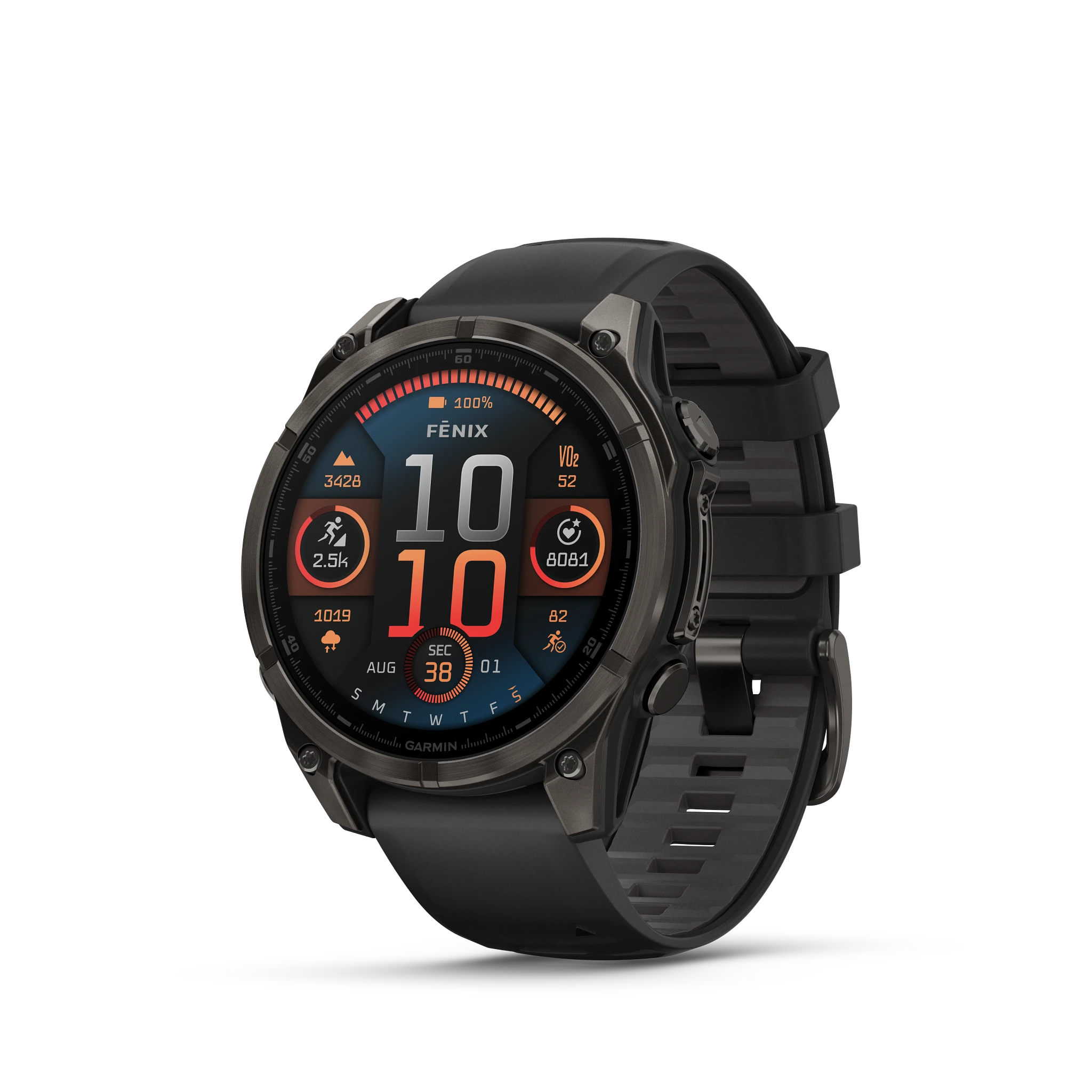 Garmin Fenix 8 - 47mm Amoled Sapphire - Grå DLC-titan med svart silikonarmband - Bild 1