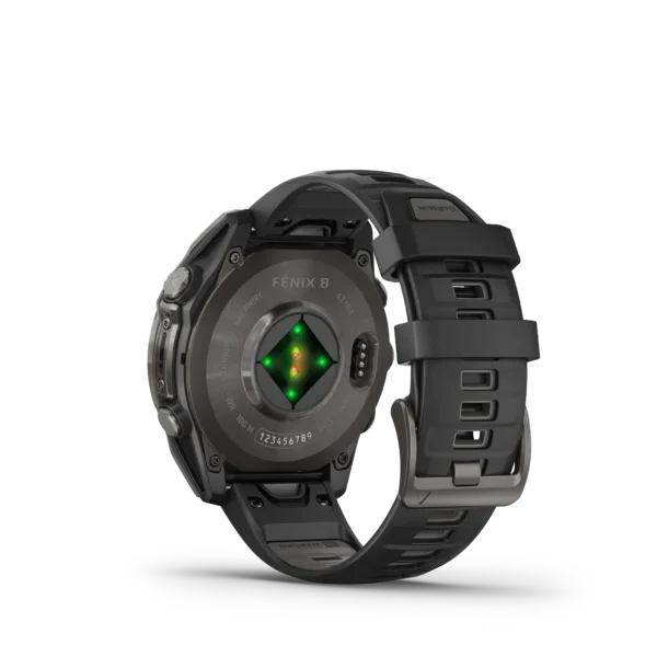 Garmin Fenix 8 - 47mm Amoled Sapphire - Grå DLC-titan med svart silikonarmband