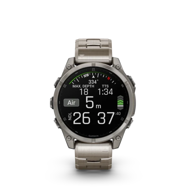Garmin Fenix 8 - 47mm Amoled Sapphire - Grå DLC-titan med svart silikonarmband