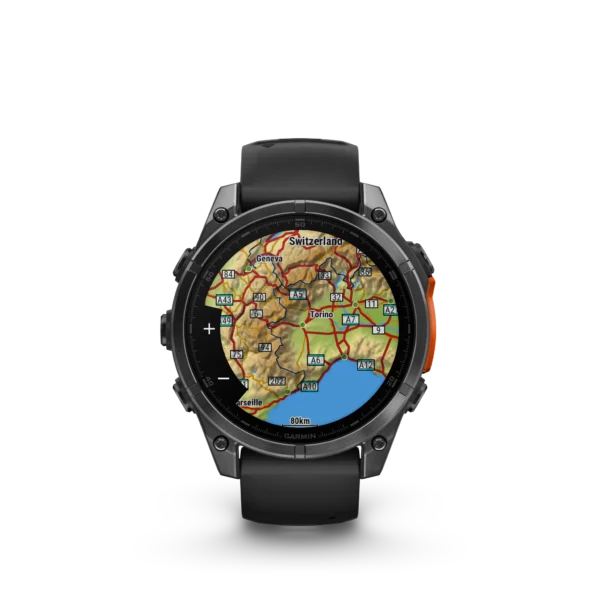Garmin Fenix 8 - 47mm Amoled Sapphire - Grå DLC-titan med svart silikonarmband