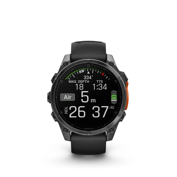 Garmin Fenix 8 - 47mm Amoled Sapphire - Grå DLC-titan med svart silikonarmband