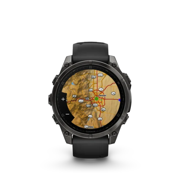Garmin Fenix 8 - 47mm Amoled Sapphire - Grå DLC-titan med svart silikonarmband