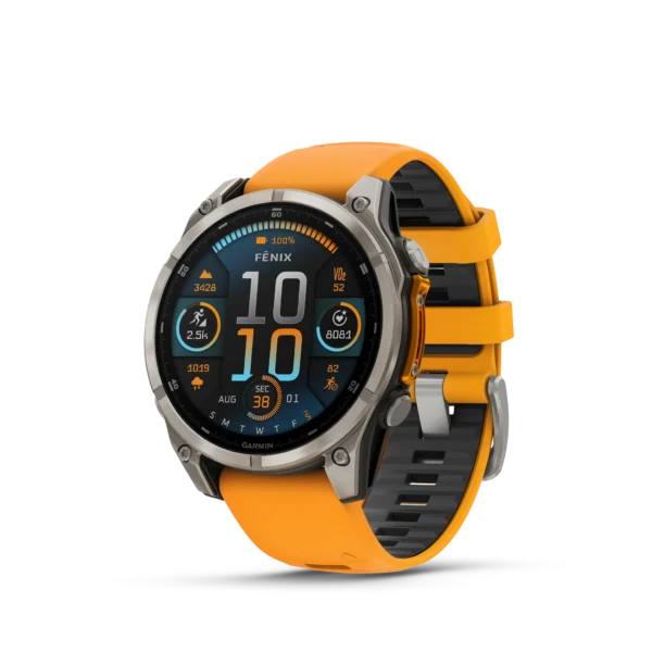 Garmin Fenix 8 - 47mm Amoled Sapphire - Grå DLC-titan med svart silikonarmband