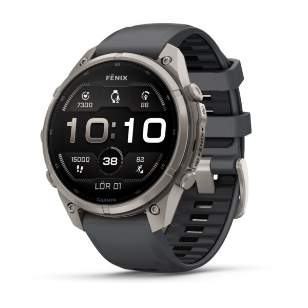 Garmin fēnix 9 Pro 47 mm – Titan – grafitgrått/svart silikonarmband