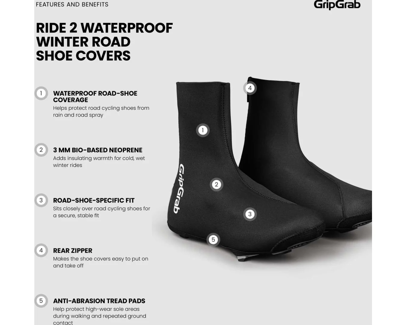 GripGrab RIDE 2 Waterproof Winter Road skoöverdrag – svart - Bild 4