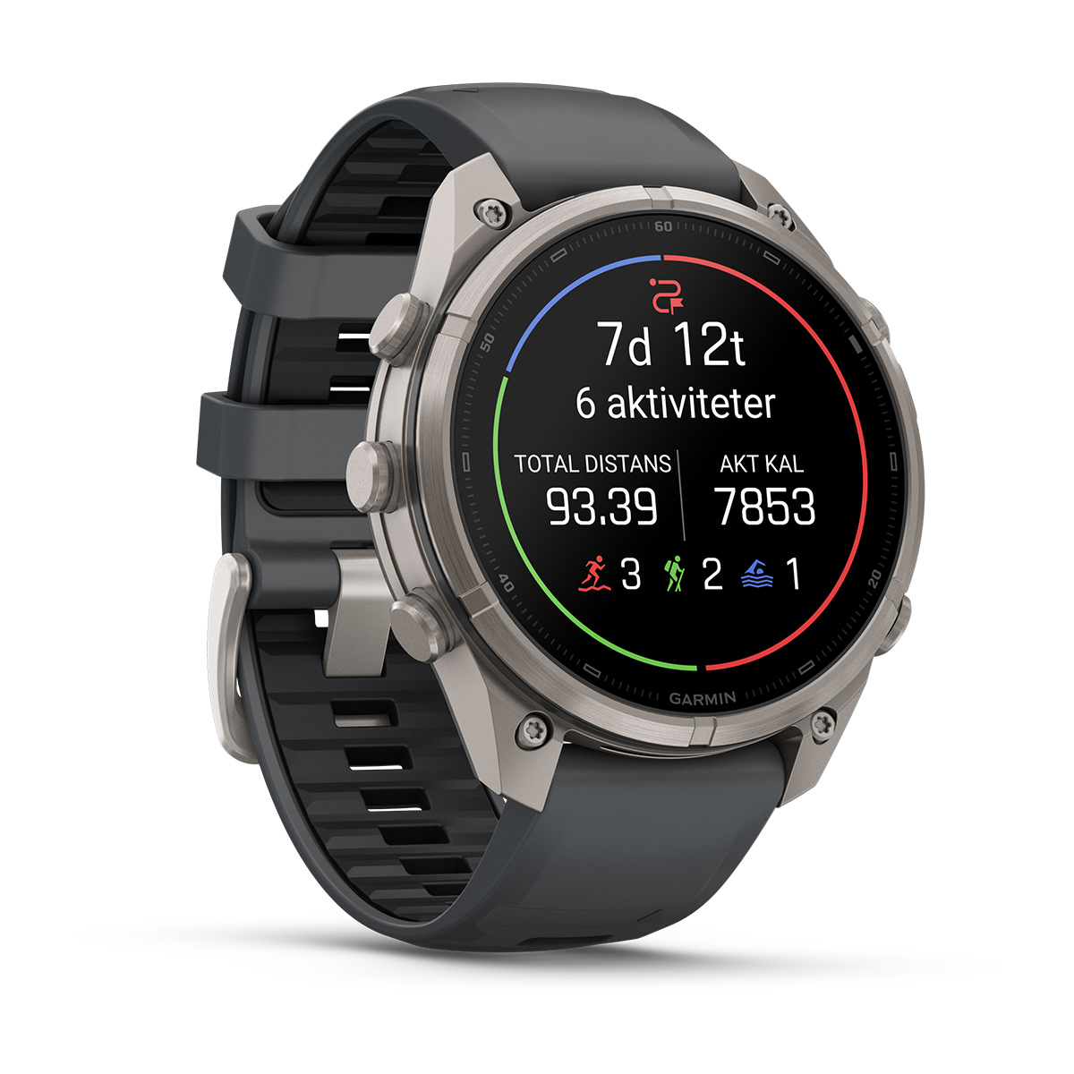 Garmin fēnix 9 Pro 47 mm – Titan – grafitgrått/svart silikonarmband - Bild 6