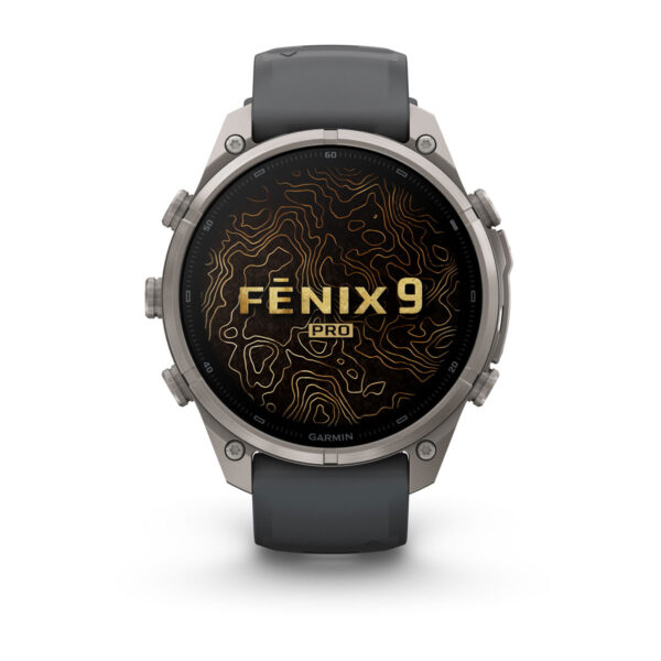 Garmin fēnix 9 Pro 47 mm – Titan – grafitgrått/svart silikonarmband